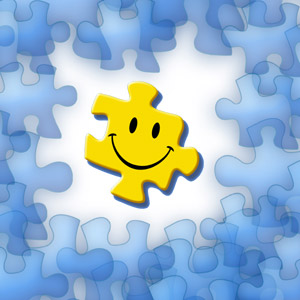 graphic of puzzle with happy face